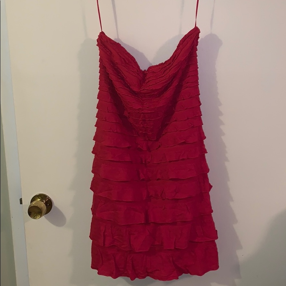 Raspberry strapless dress
